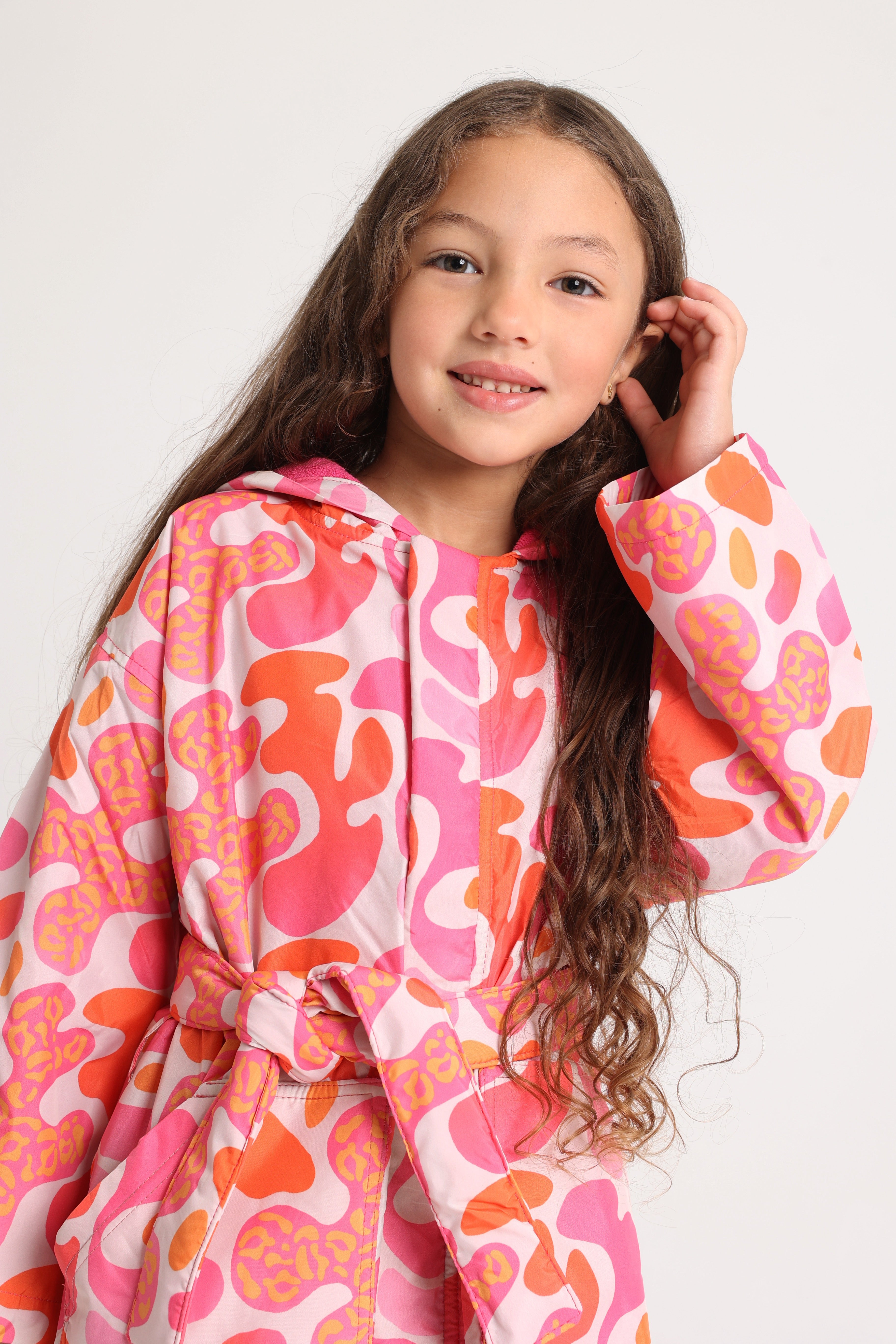 Girls Swim Robe – Multicolored Fun Doodles Print