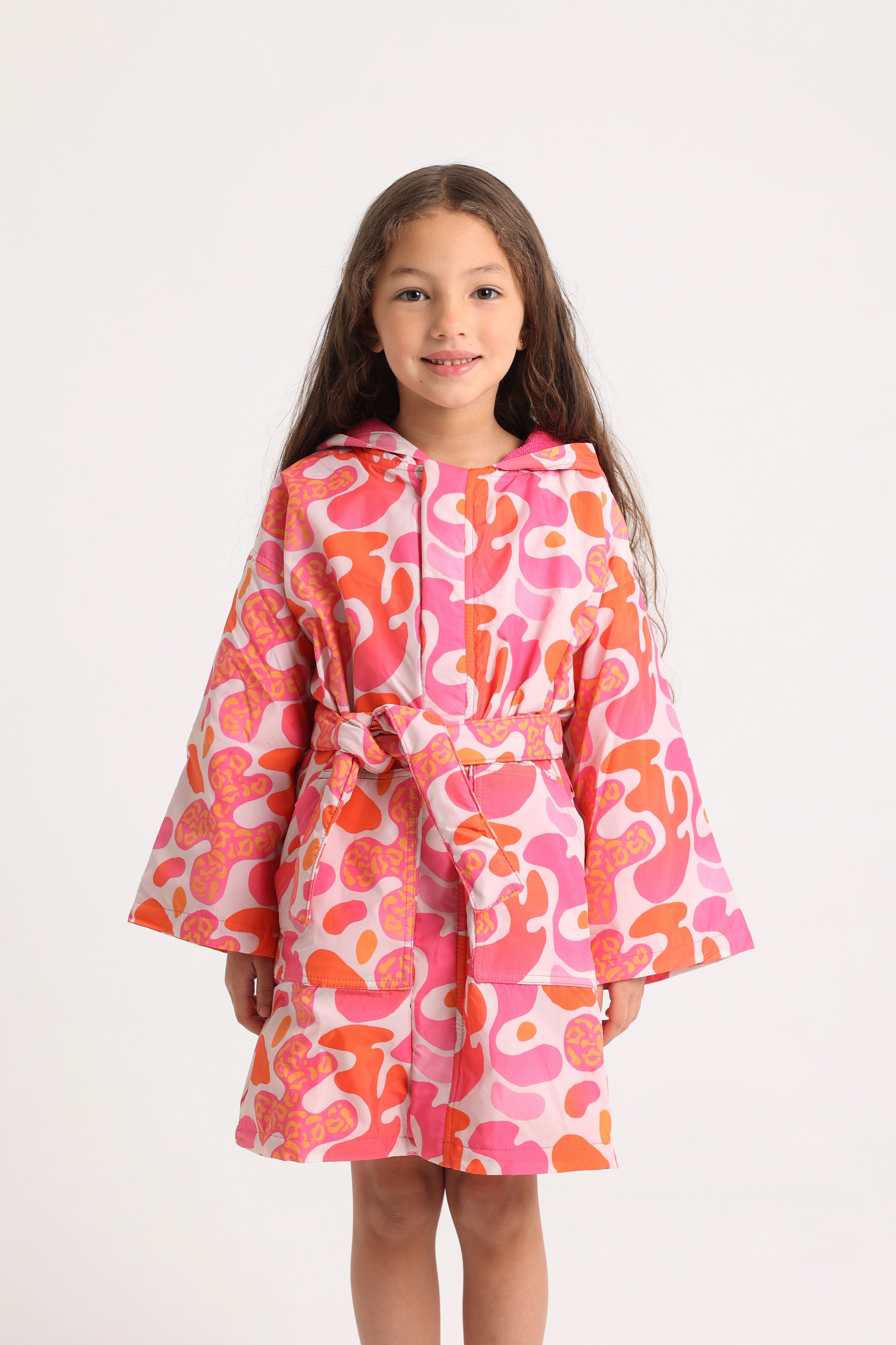 Girls Swim Robe – Multicolored Fun Doodles Print