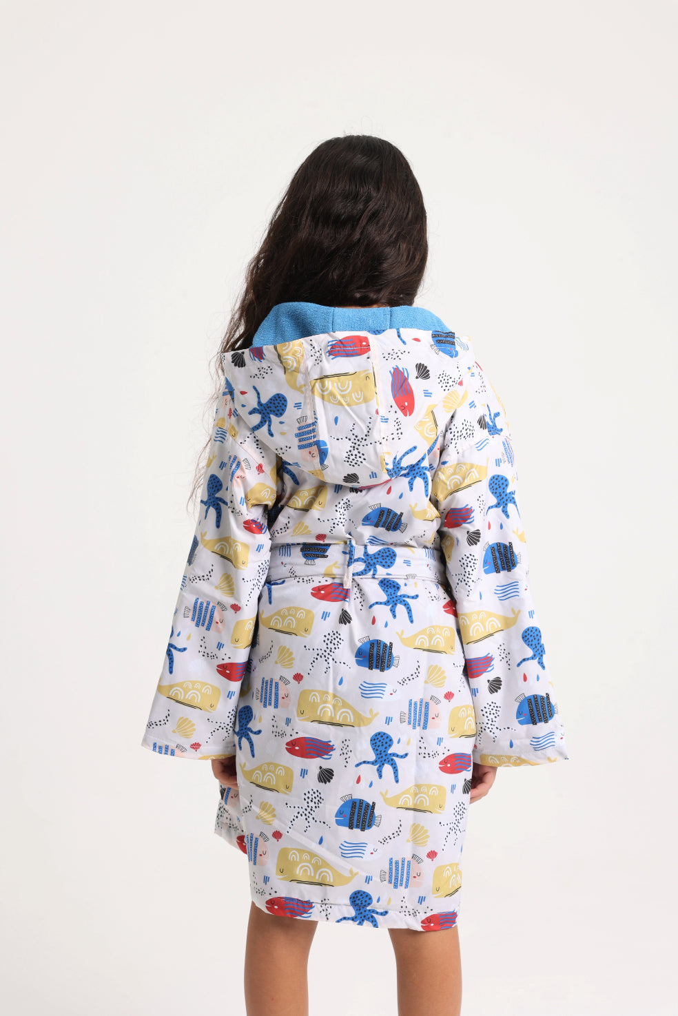 Unisex Swim Robe – Beige with Fish Print