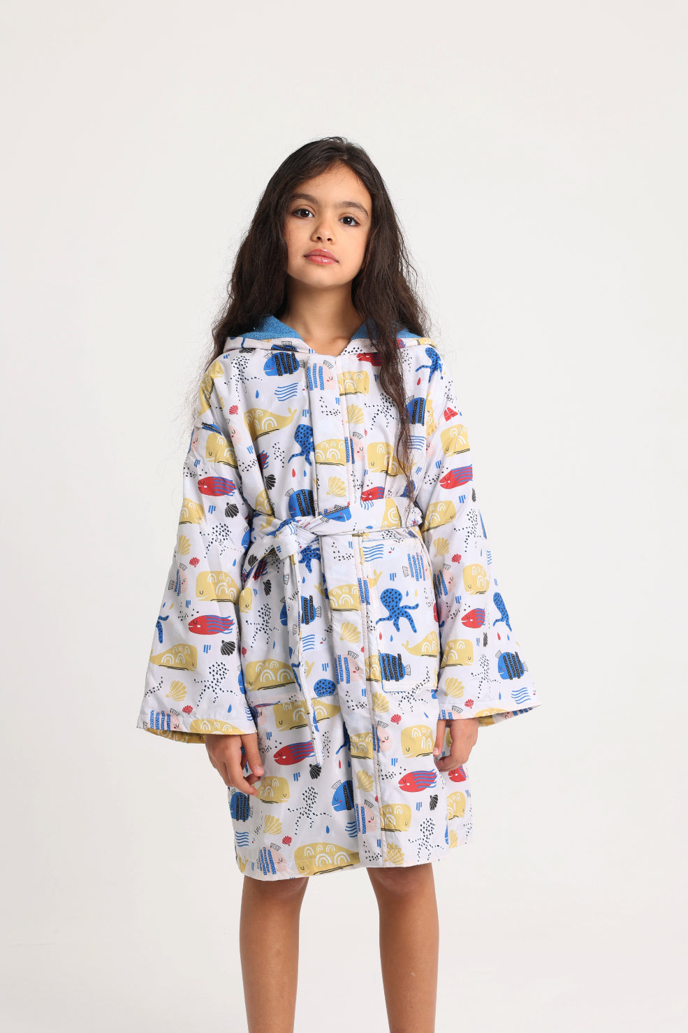 Unisex Swim Robe – Beige with Fish Print