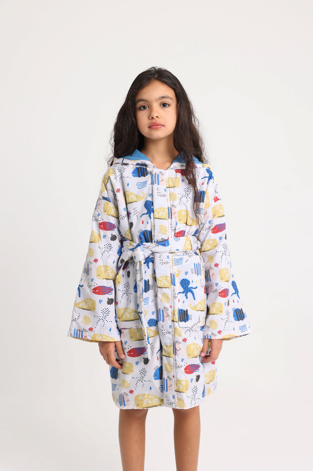 Unisex Swim Robe – Beige with Fish Print