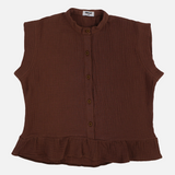 Girls Cotton Blouse – Brown