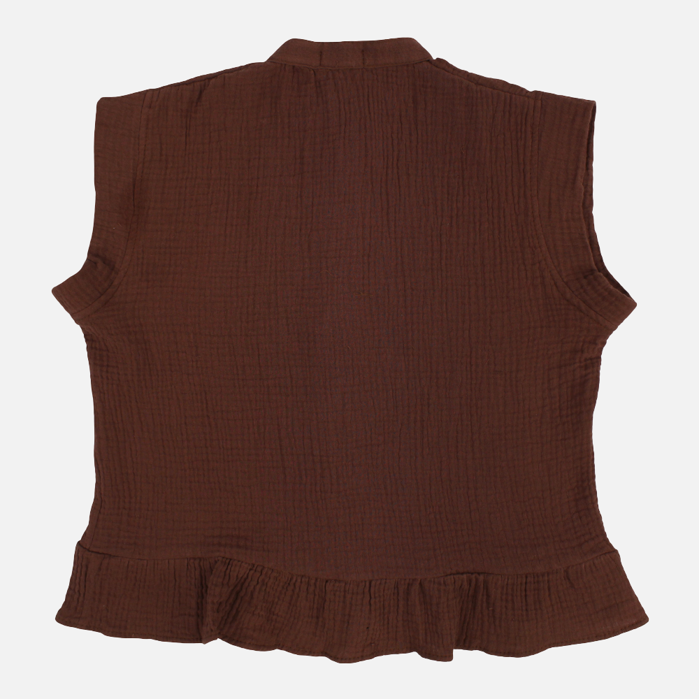 Girls Cotton Blouse – Brown