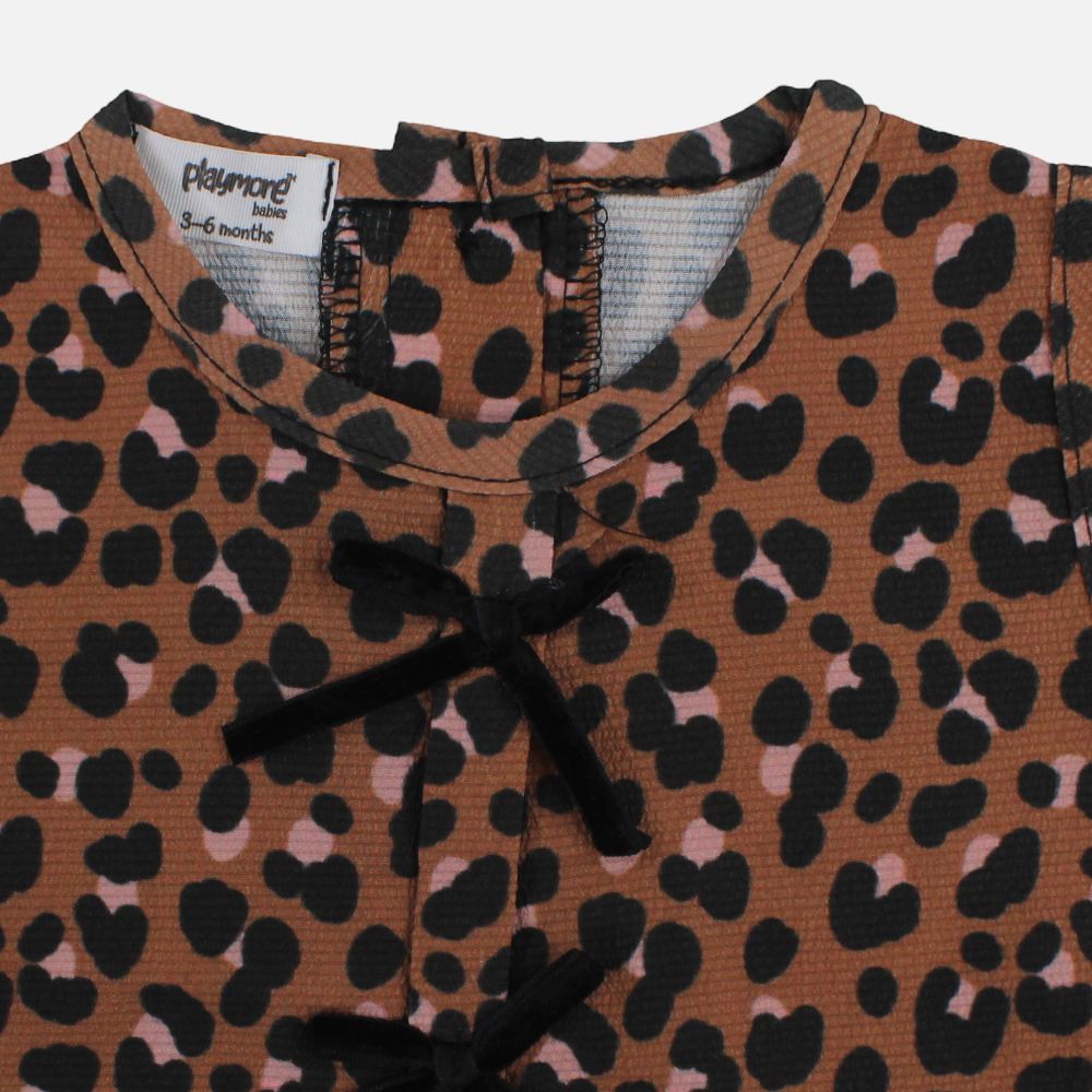 Baby Girls Blouse - Brown Leopard Print