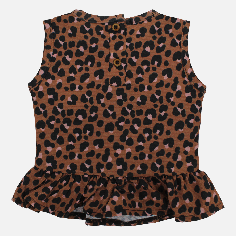 Baby Girls Blouse - Brown Leopard Print