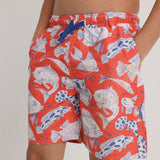 Boys Swimsuit – Red with Fish Print