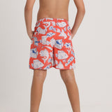 Boys Swimsuit – Red with Fish Print
