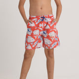 Boys Swimsuit – Red with Fish Print