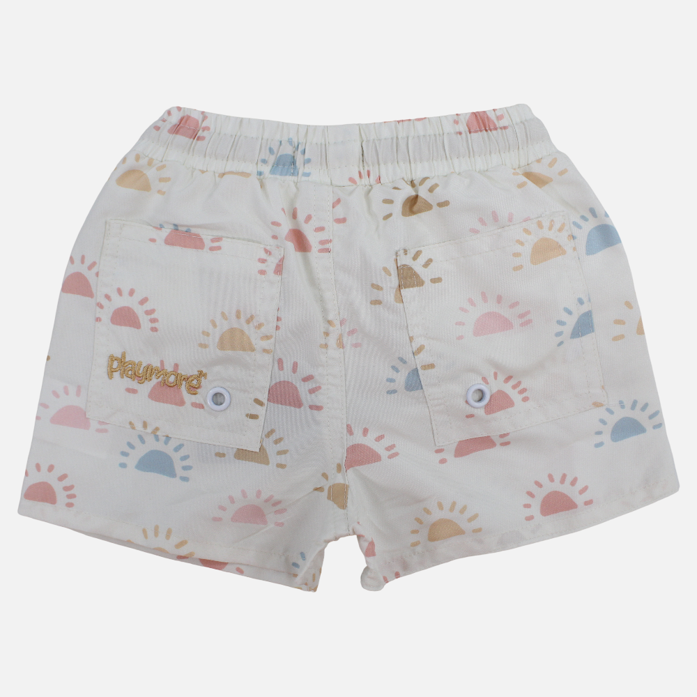 Baby Boys Swimsuit – Off-White with Colorful Suns Print