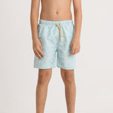 Boys Swimsuit – Aqua with Leaves Print