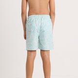 Boys Swimsuit – Aqua with Leaves Print