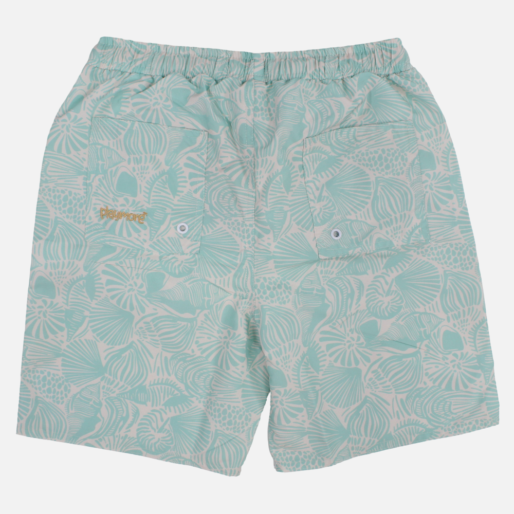 Boys Swimsuit – Aqua with Leaves Print