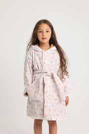 Unisex Swim Robe – Off-White with Colorful Suns Print
