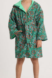 Unisex Swim Robe – Green with Dinos Print