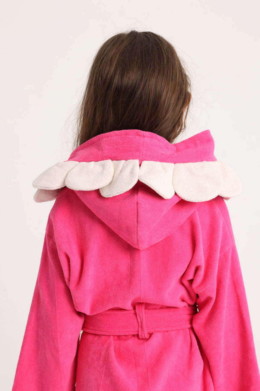 Girls Swim Robe – Fuchsia with Smiling Flowers Print