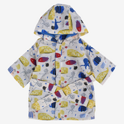 Unisex Baby Waterproof Swim Robe – Beige with Fish Prints