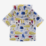 Unisex Baby Waterproof Swim Robe – Beige with Fish Prints