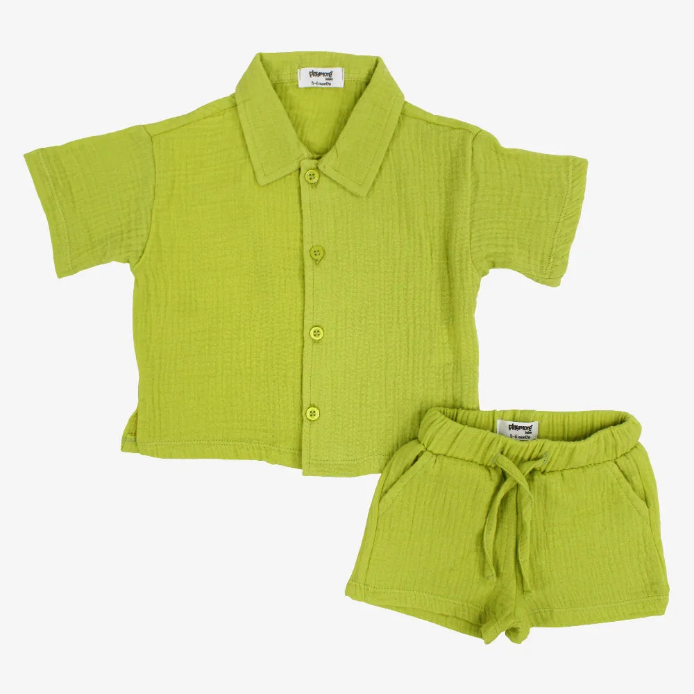 Unisex Baby Cotton 2-Piece Outfit Set – Light Green - Clothing - Playmore