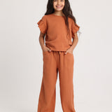 Girls Cotton Pants – Brick