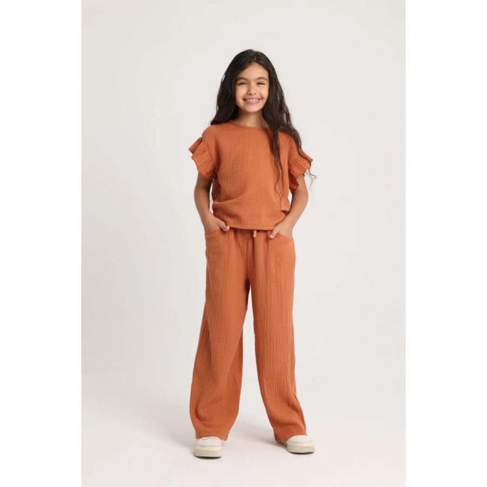 Girls Cotton Pants – Brick