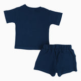 Unisex Baby Outfit Set – Petrol Blue Ribbed Short Sleeves