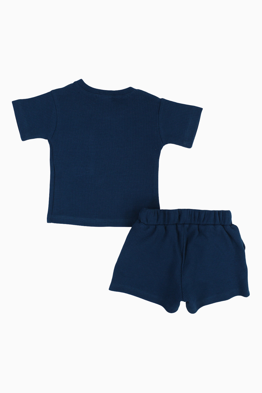 Unisex Baby Outfit Set – Petrol Blue Ribbed Short Sleeves