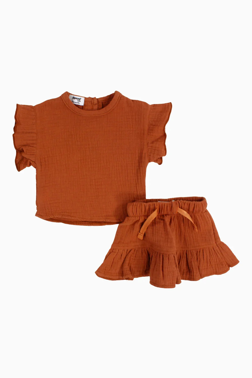 Baby Girls Cotton 2-Piece Outfit Set – Brick - Clothing - Playmore