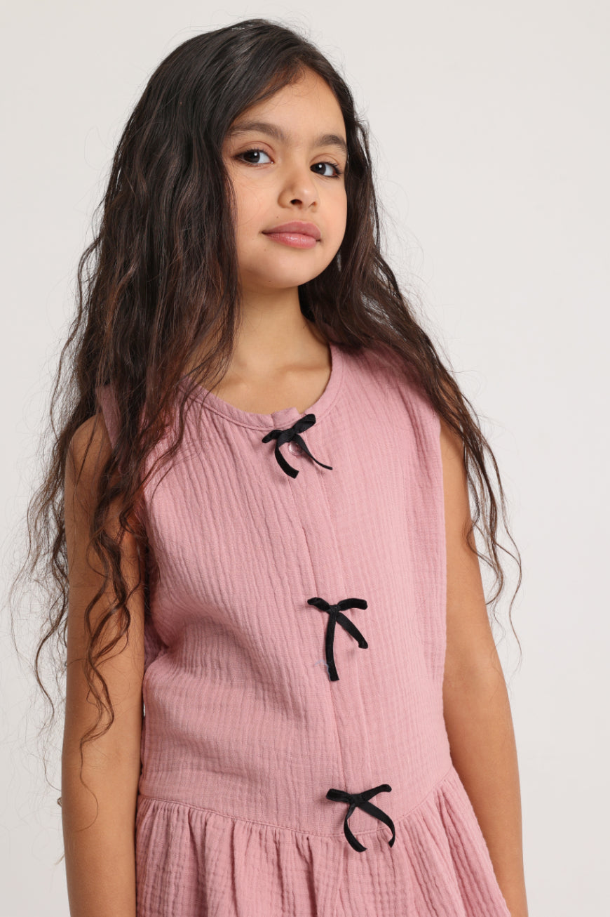 Girls Outfit Set – Dusty Pink (Sleeveless)