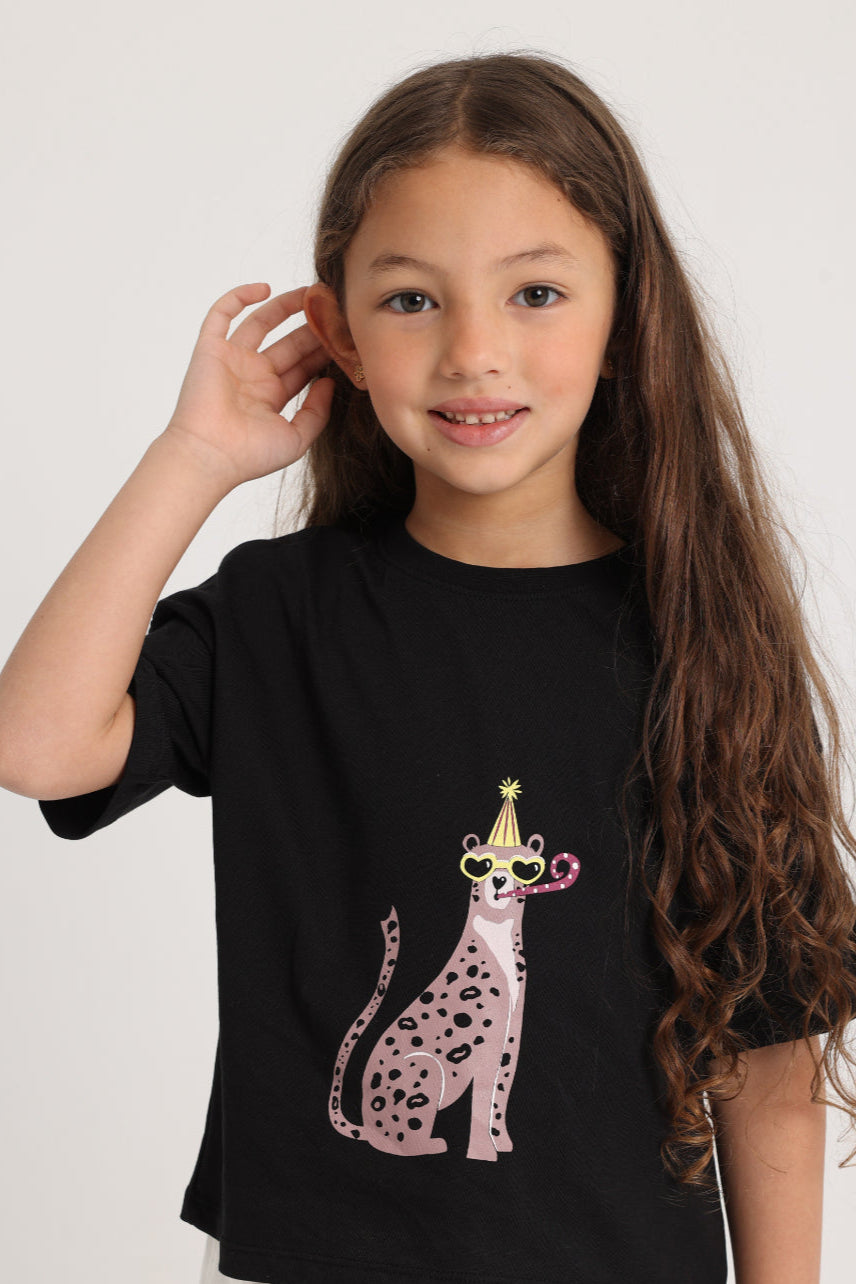 Girls Cotton Outfit Set – Black