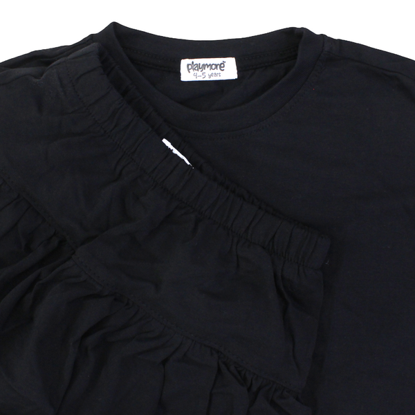 Girls Cotton Outfit Set – Black