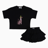 Baby Girls Cotton 2-Piece Outfit Set – Black