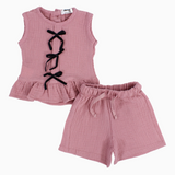 Baby Girls Cotton 2-Piece Outfit Set – Dusty Pink