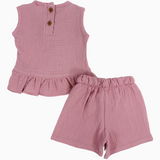 Baby Girls Cotton 2-Piece Outfit Set – Dusty Pink