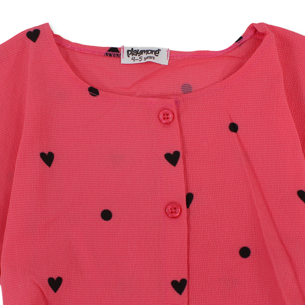 Girls Cotton Sleeveless Dress – Watermelon with Hearts Print