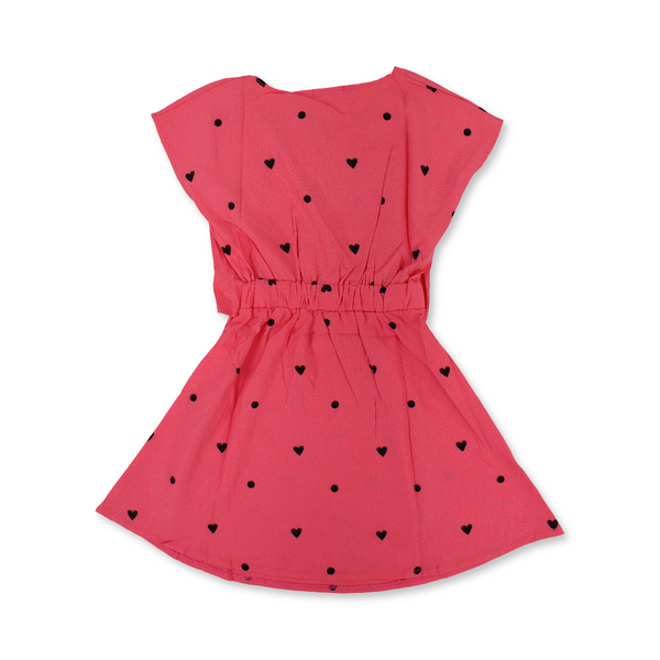 Girls Cotton Sleeveless Dress – Watermelon with Hearts Print
