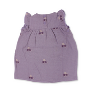 Baby Girls Cotton Dress – Purple with Stars Embroidery