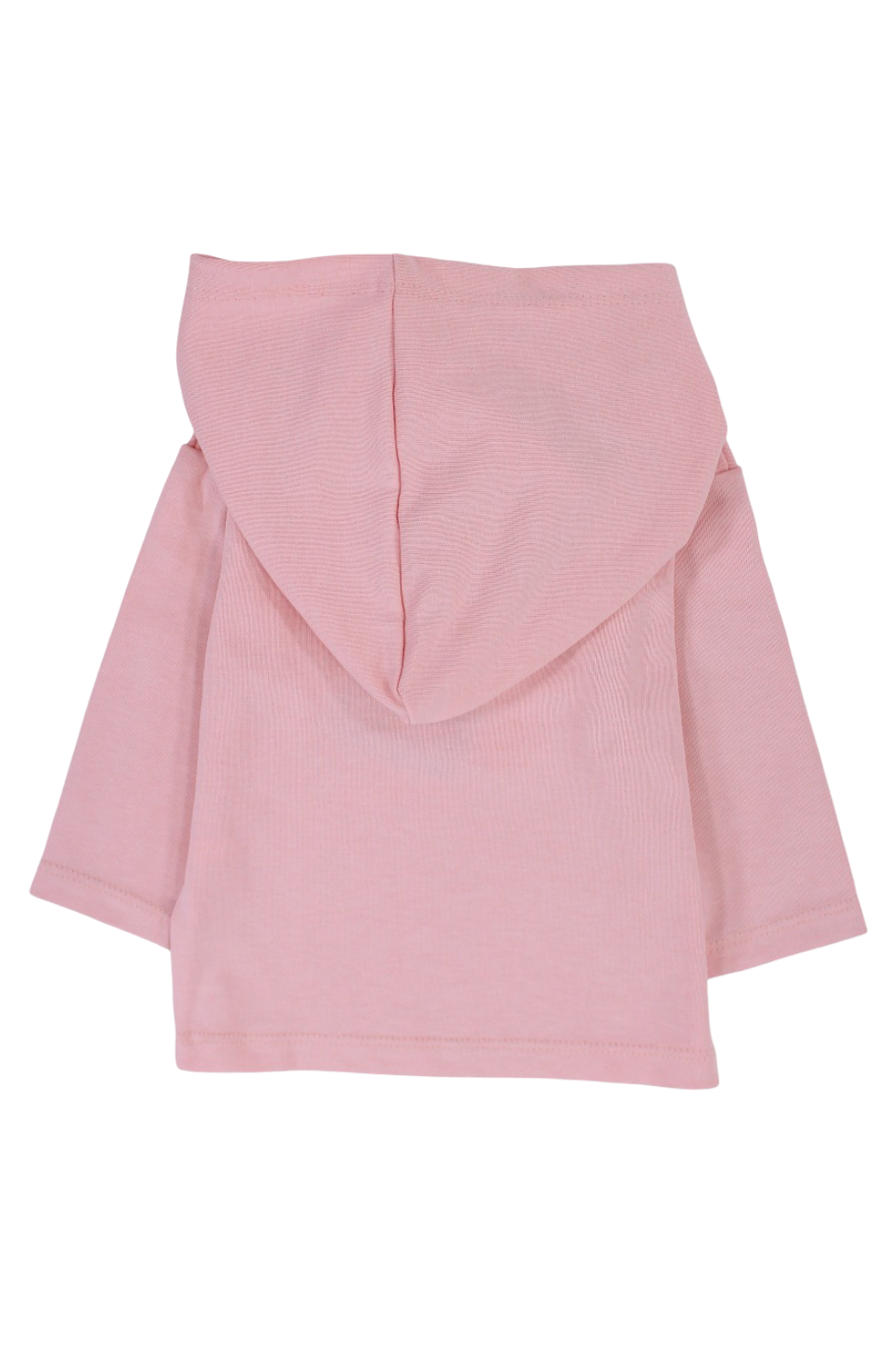 Baby Girls Cotton Hooded T-Shirt – Salmon with "Always Happy" Dog Print