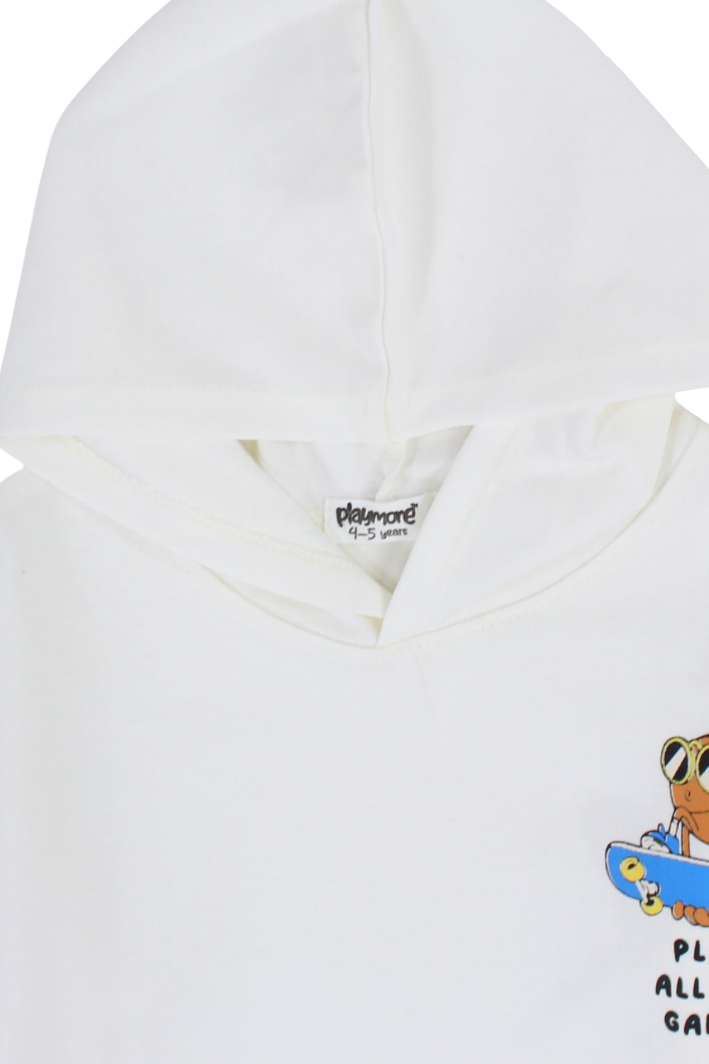 Girls Cotton Hoodie – Off-White with "Play All The Games" Print