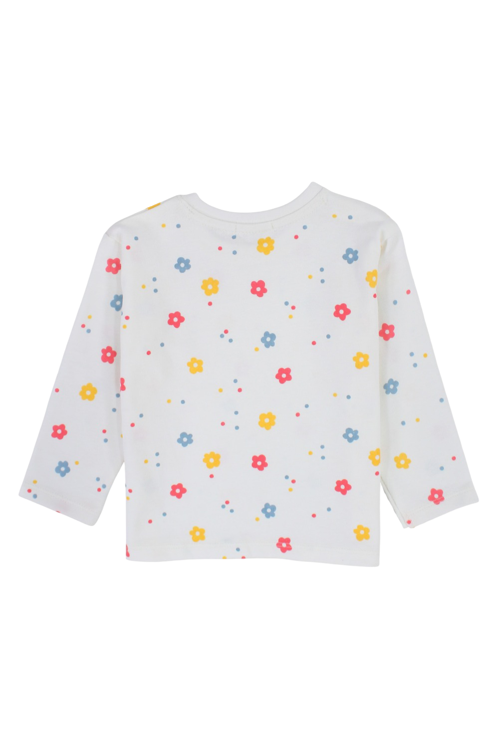 Baby Girls Cotton T-Shirt – Off-White with Flowers Print