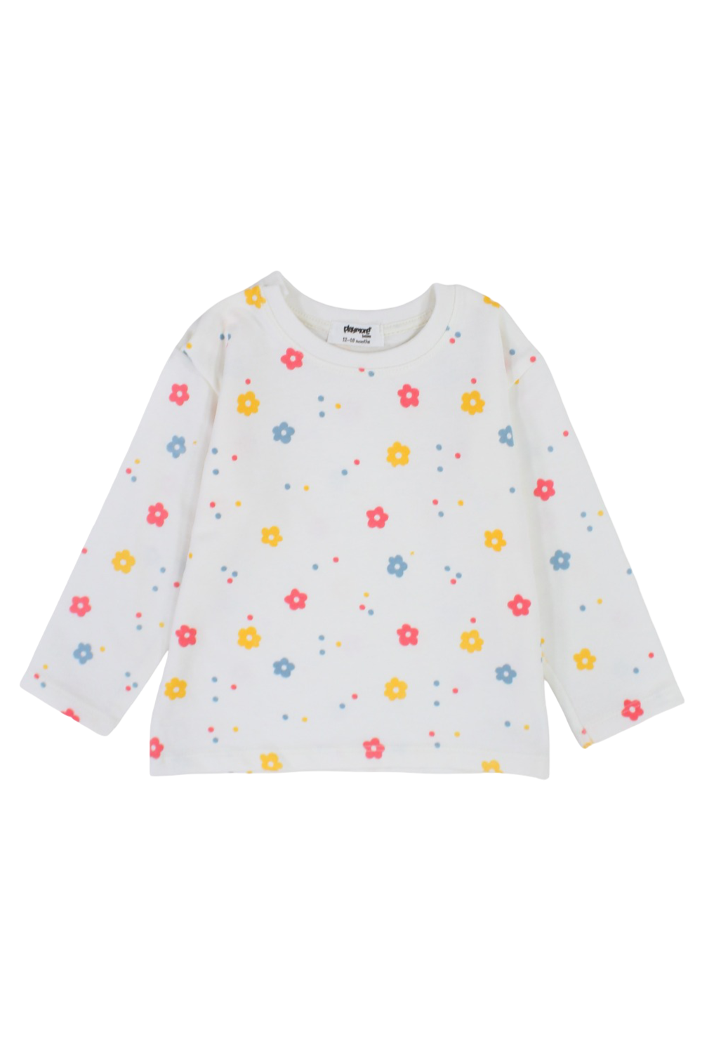 Baby Girls Cotton T-Shirt – Off-White with Flowers Print