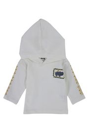 Baby Boys Cotton Hooded T-Shirt – Off-White with Hippopotamus Print