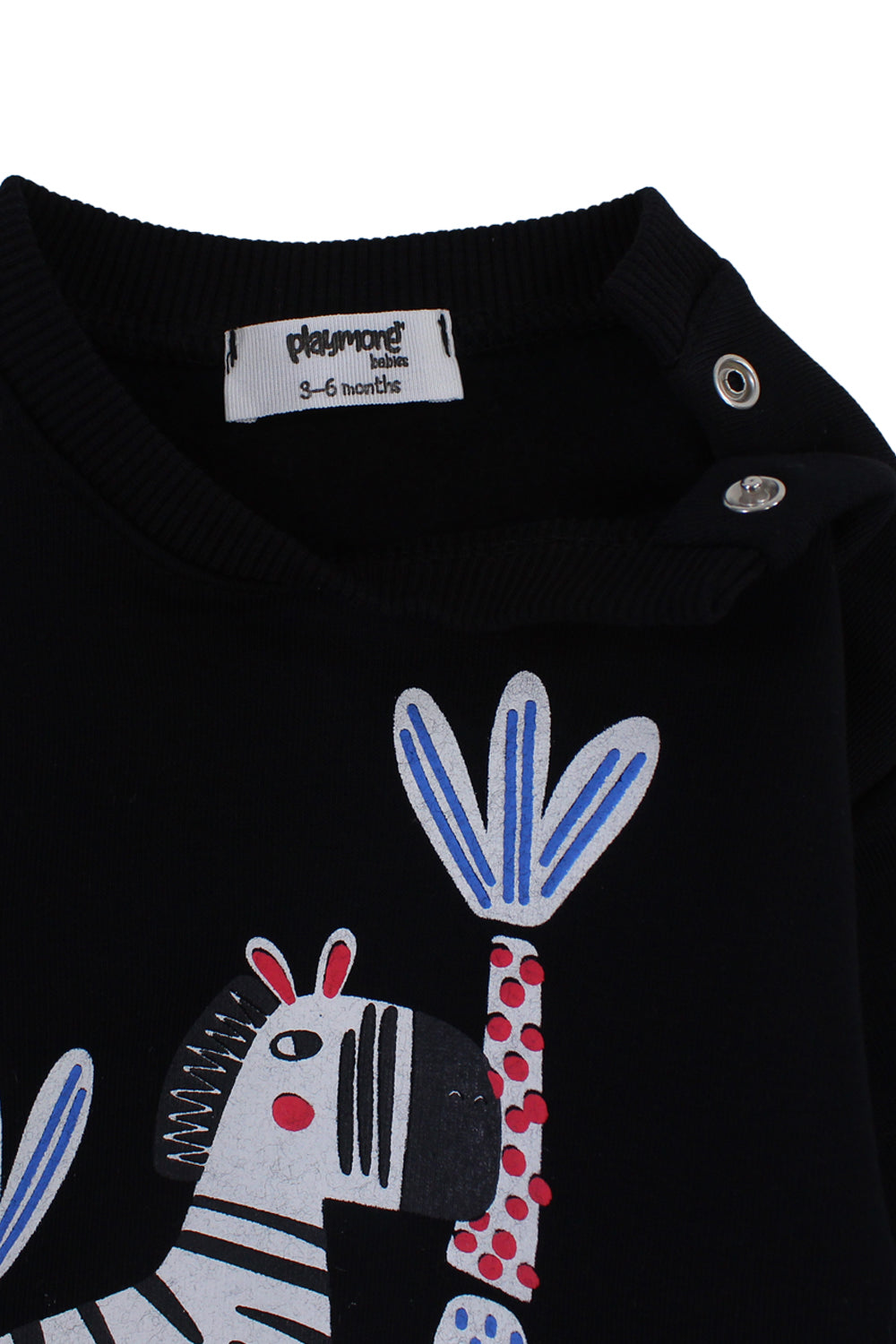 Baby Boys Cotton Sweatshirt – Black with Zebra Print