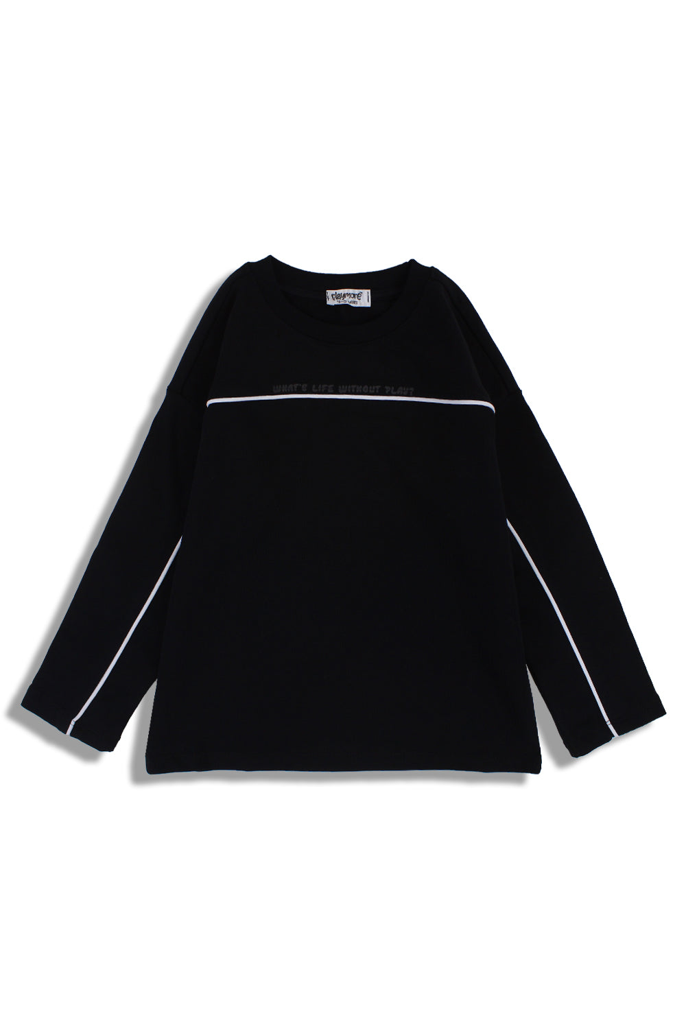 Boys Cotton T-shirt Black with White Line Print