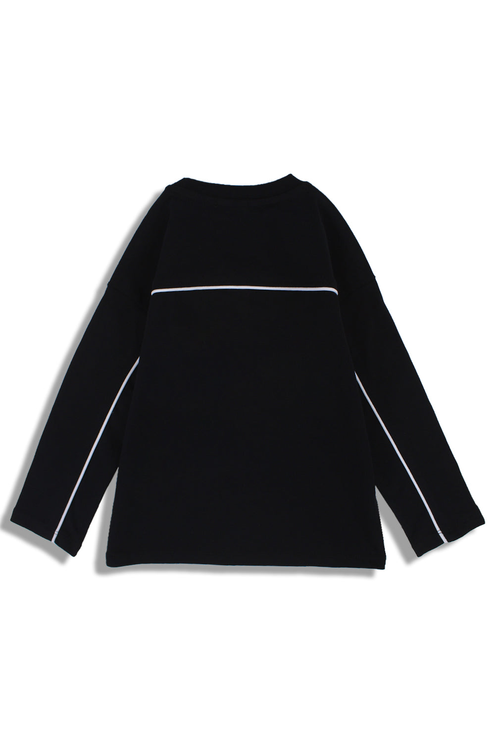 Boys Cotton T-shirt Black with White Line Print
