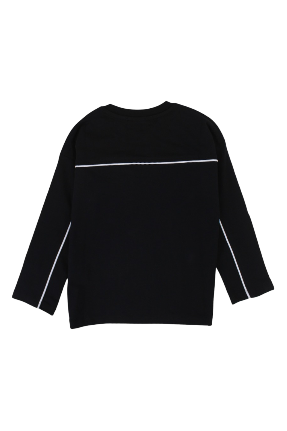 Boys Cotton T-Shirt – Black with White Line Print