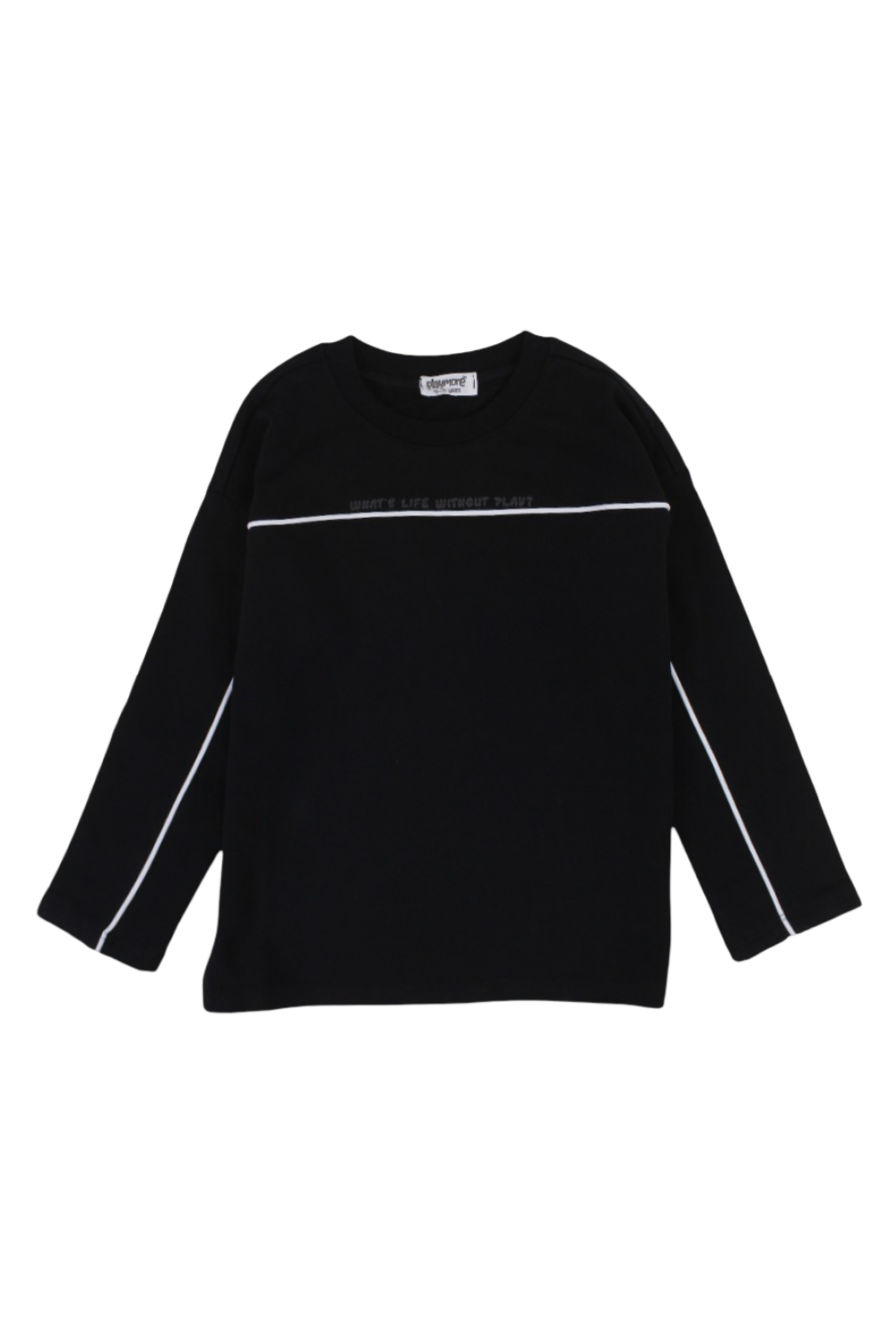 Boys Cotton T-Shirt – Black with White Line Print