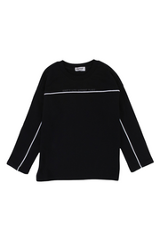 Boys Cotton T-Shirt – Black with White Line Print