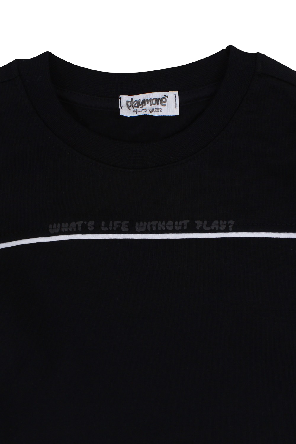Boys Cotton T-Shirt – Black with White Line Print