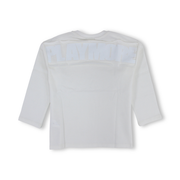 Unisex Boys Cotton T-Shirt – Off-White with White "Playmore" Design