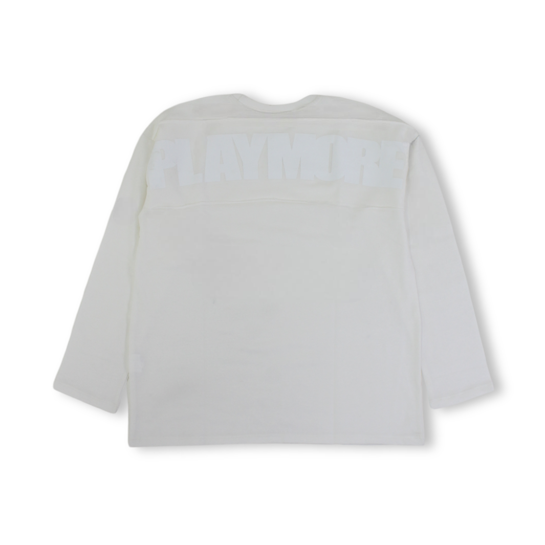 Teens Cotton T-Shirt– Off-White with White "Playmore" Design